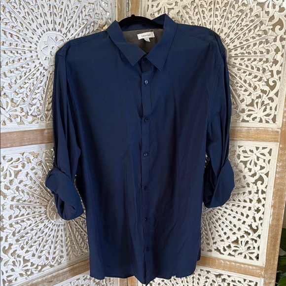 Calvin Klein Navy Blue Men's Button Down Shirt - Picture 1 of 4